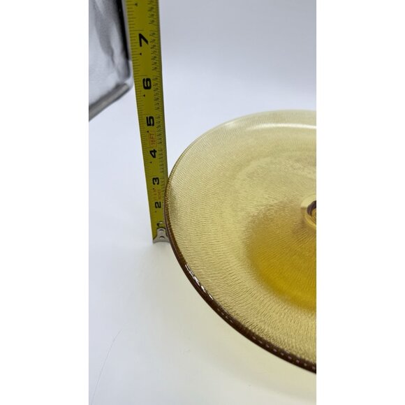 Vintage Imperial Glass Amber Gold Pedestal Textured Cake Plate, Fruit Platter - Picture 10 of 12